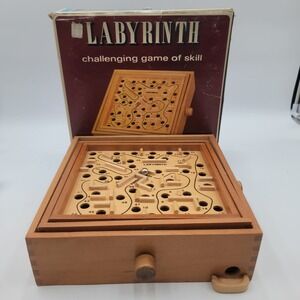 Vintage Reiss Labyrinth Wooden Balance Board Maze Game with Box and Ball